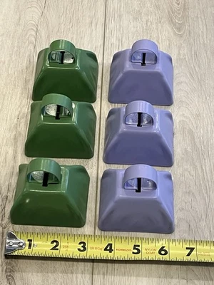 (6) Spray Painted Purple & Green Metal Cow Bells - Image 1 of 3