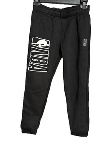NBA Jogger Sweat Pants Boys Medium(10-12) Black Elastic Waist Pockets Tapered - Picture 1 of 4