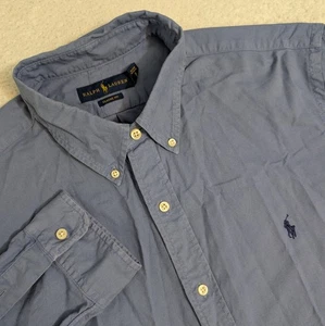 Ralph Lauren Hemd Herren XL Einfarbig Blau Classic Fit Button Down Langarm - Bild 1 von 8