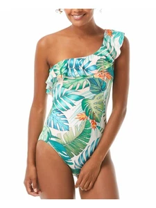 VINCE CAMUTO SWIM Women's White Ruffled One Shoulder One Piece Swimsuit 8 - Picture 1 of 6