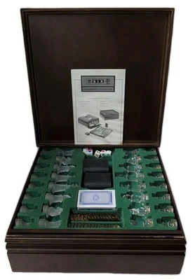 Wooden Glass 6-in-1 Delux Backgammon,Chess,Checkers,Cribage,Poker, Cards,Dominos - Image 1 of 4