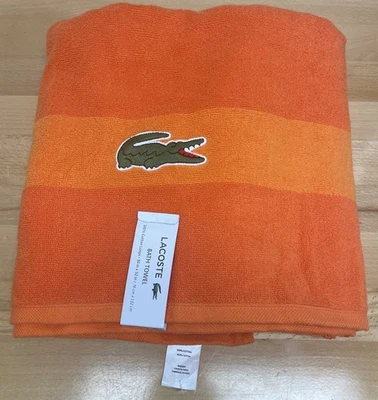 Lacoste Bath Towel 100% Cotton Orange 30"x52" Crocodile Logo NWT. Gator Towel. - Image 1 of 4
