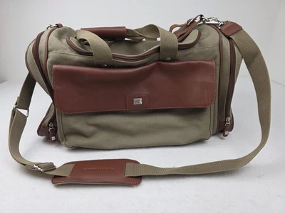 Vintage Cutter & Buck Club Duffel Leather Duffel Bag Weekender Houndstooth Lined - Image 1 of 4