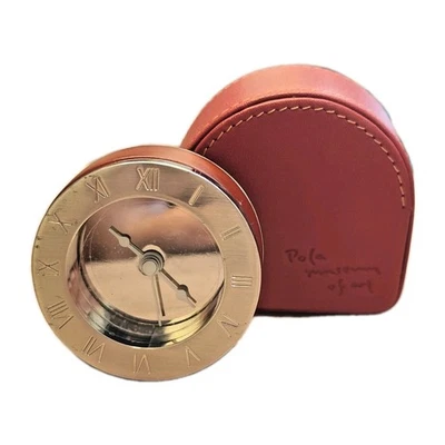 Pola Museum of Art Travel Alarm Clock Red Leather Case Japan Souvenir Vintage - Image 1 of 4