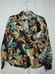 VTG Roughrider By Circle T Native American Feather Country Western Keyhole Top M - Picture 1 of 11