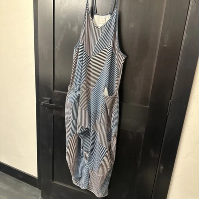 Free People Movement FP Hot Shot Romper Women’s Jumpsuit Size L Blue Pockets - Image 1 of 4