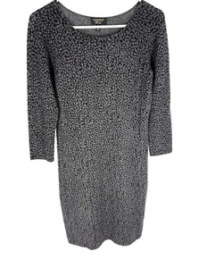 CHARTER CLUB Vestito Donna Grigio S Cashmere Silenzioso Lusso Stampa Animalier Pullover - Foto 1 di 4