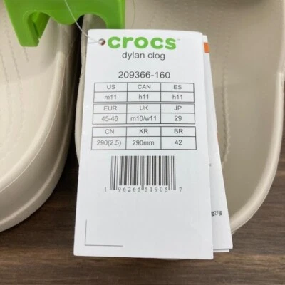 Sandalias Crocs Dylan Zueco Estuco Marfil Blanco Off Unisex Sin Cordones 209366-160 Foto 1 de 4