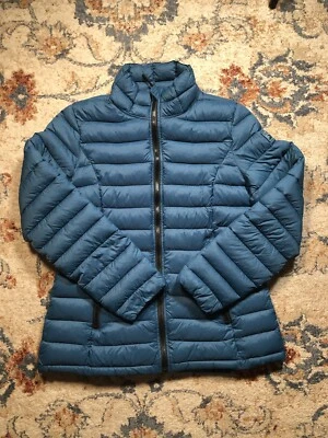 Reebok Women’s Puffer Jacket Size Medium Ocean Blue Full Zip Long Sleeve Y2K - Image 1 of 4