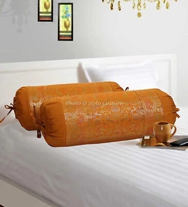 Tube Pillow Case Brocade Jacquard For Under Knees Bolster Cover 30 x 15 in - Picture 1 of 7