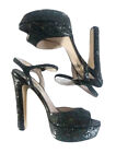 MIU MIU Womens Sz 41 Black Sequin Glitter Open Toe Platform Sandals US 10.5