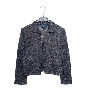 Boden Grey Silver Metallic Knit Collared Button Cardigan - Size 10 - Picture 1 of 12