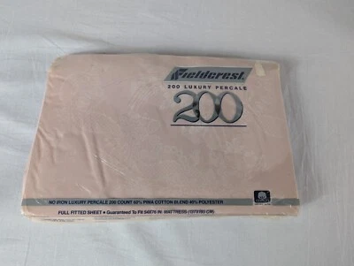 Vintage Fieldcrest Luxury No Iron Percale 200 Pink Floral Full Fitted Sheet NEW - Image 1 of 4