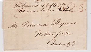 PAINESVILLE~RICHMOND,  OHIO 1835 Stampless FL to WETHERSFIELD, CONNECTICUT - Picture 1 of 5