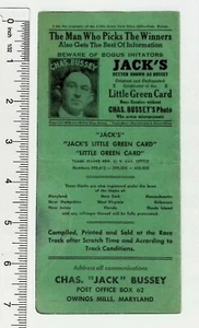 1962 Jack's Little Green Card Pferderennen Gewinner Auswahl - Bild 1 von 3