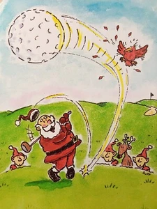 Paper Magic Group Lot=17 Christmas GOLF Santa Elves Greeting Cards NO ENVELOPES - Picture 1 of 5