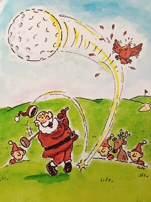 Paper Magic Group Lot=17 Christmas GOLF Santa Elves Greeting Cards NO ENVELOPES - Image 1 of 4