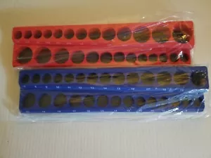 JUEGO SOPORTE ENCHUFE MAGNÉTICO ROJO SAE 1/4-1"X2 AZUL MÉTRICO 7-20 X2 NUEVO - Imagen 1 de 2