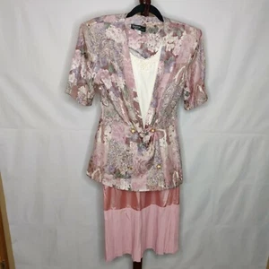 VTG Dawn Joy size 9/10 women's 2 pc set jacket & skirt multicolor floral print - Picture 1 of 8