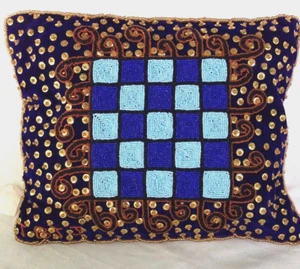 Throw Pillow Cushion Cover Sham Hand Beaded Veve Jean Baptiste Jean Joseph - Foto 1 di 4