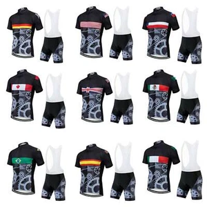 Kit con tirantes de ciclismo de equipo de países para hombre Jersey de ciclismo y culotte con tirantes Traje acolchado - Imagen 1 de 22