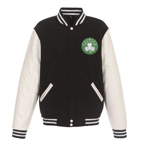 NBA Boston Celtics  Reversible Fleece Jacket PVC Sleeves 2 Front Patches Logo Cover