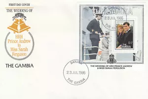 (50051X) Gambia FDC Prince Andrew Fergie Wedding minisheet 1986 - Picture 1 of 1