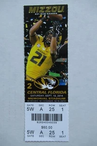 MISSOURI TIGERS VS UCF KNIGHTS 9/13/2014 FULL TICKET ~ BUD SASSER (2 TDS) - Imagen 1 de 1