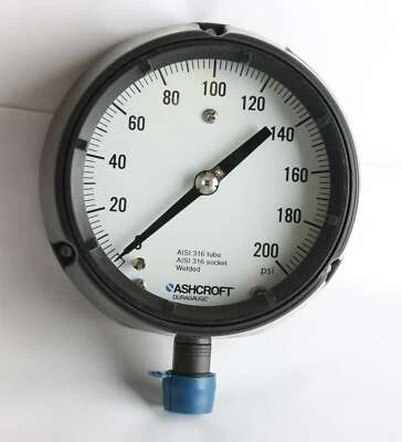 New 45-1279-SS-04L-200# Ashcroft 1/2in NPT Pressure Gauge 0.200 PSI - Image 1 of 3