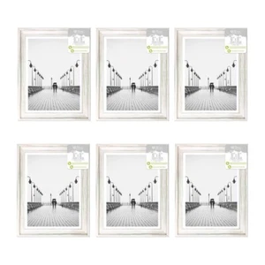 6 x White Solitaire Shabby Chic Distressed Styrene Photo Frames 6" x 8" - Picture 1 of 6