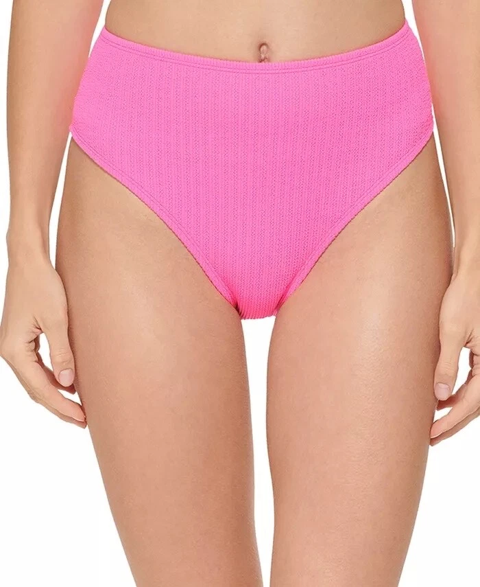 Dkny 300752 Women's Textured High-Waist Bikini Bottom Swimwear XS