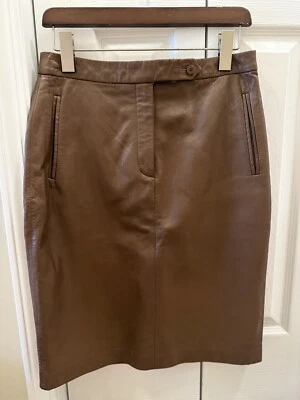 Falda Hugo Buscati Cuero Marrón Talla 8 Foto 1 de 4