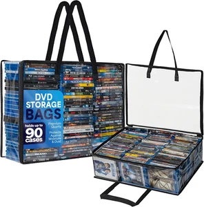 Besti Blu Ray Estuche Organizador, Juego de 2 Bolsas de Plástico Transparente con Asas para - Imagen 1 de 12