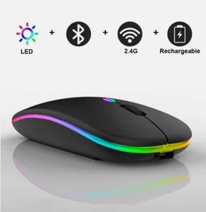 RGB LED Wireless Mouse Rechargeable Optical Silent Mice USB For PC Laptop UK - Picture 1 of 19
