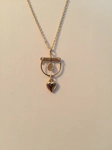 Raqueta de Tenis 14K GF con Corazón Dije Soporte Collar Colgante 18" con Cadena NUEVO - Imagen 1 de 5