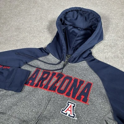 Arizona Wildcats Hoodie Sweatshirt Men S Full Zip Gray Blue Embroidered Champion - Image 1 of 4