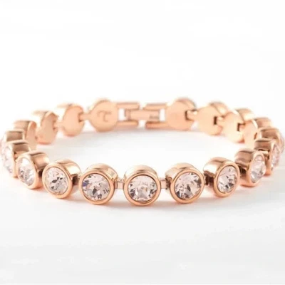 Pulsera Touchstone Crystal de Swarovski Oro Rosa Seda Hielo 7 1/4" Nueva en Caja $110 Foto 1 de 2