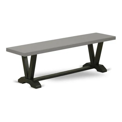 Banco de comedor de madera East West Furniture estilo V 15x60" en negro/gris Foto 1 de 4