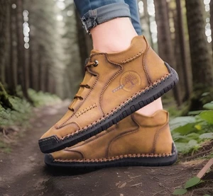 Mode Herren Weich Leger Leder Stiefel Sportschuhe Athletisch Wandern Turnschuhe - Bild 1 von 5