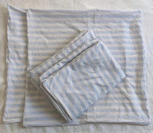 Tchibo 2 x Bettwäsche Set 135x200 80x80 weiß hellblau gepunktete Streifen RV - Bild 1 von 6