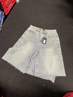 Homme Femme Studded Denim Shorts Blue Men's SZ 32 Rare New NWT Sold Out - Image 1 of 4