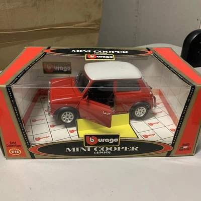 BURAGO MINI COOPER 1960 ROSSO 1/16 COLLEZIONE MODELLINO | PERFETTO - Immagine 1 di 4