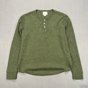 Sol Angeles Térmico Manga Larga Hombres Pequeño Verde Henley Waffle Tejido Playa Costero - Imagen 1 de 6