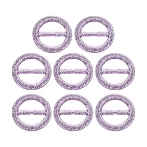 8Pcs Plastic Tee Shirt Clips, 30mm Round Bling Resin Scarf Ring Buckle (Purple) - Picture 1 of 7