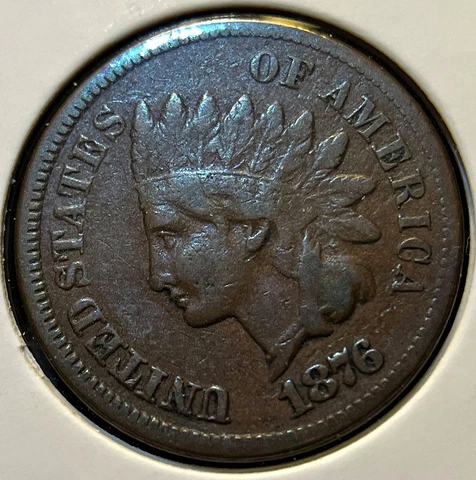 1876 1C Indian Head Cent in F+/VF Condition _ Original Coin - [JX-258] Cover