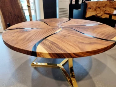 42" Epoxy Resin Dining Furniture Farmhouse Table Top Modern decor (Without Base) - Image 1 of 3