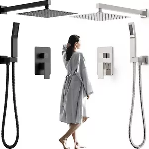 Shower Faucet System Set Bathroom Rainfall Head with Handheld Spray Wall Mounted - Picture 1 of 49