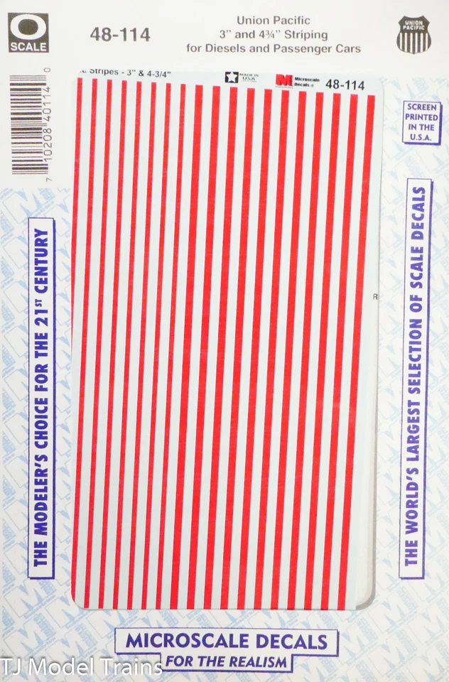 Microscale Decal #48-114 Union Pacific 3" & 4-3/4" Striping for: Diesels & Pass - Image 1 of 1