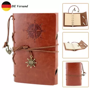 Vintage Notizbuch Tagebuch Lederbuch Reisetagebuch Kladde Heft Leder Buch A6 DE - Bild 1 von 12