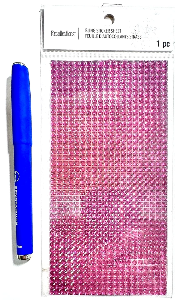 Pink Rhinestone Block Stickers Scrapbooking Card Embellishment Recollections - Image 1 of 1